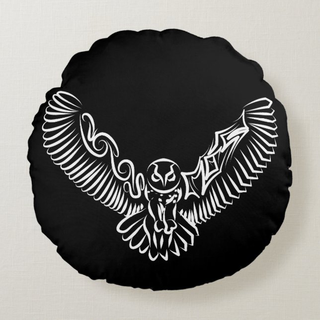 Schwarz-Weiß-Stamm-Fliegenschale Rundes Kissen (Vorderseite)
