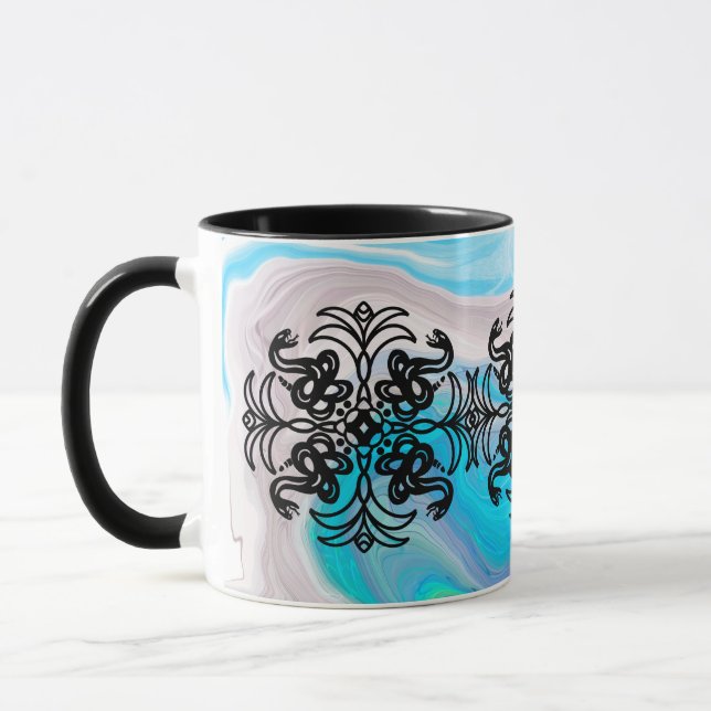 Schwarz-Weiß-Stamm-Schlange Mandala Tasse (Links)