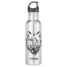 Schwarz-Weiß-Stammes-Wolf Edelstahlflasche