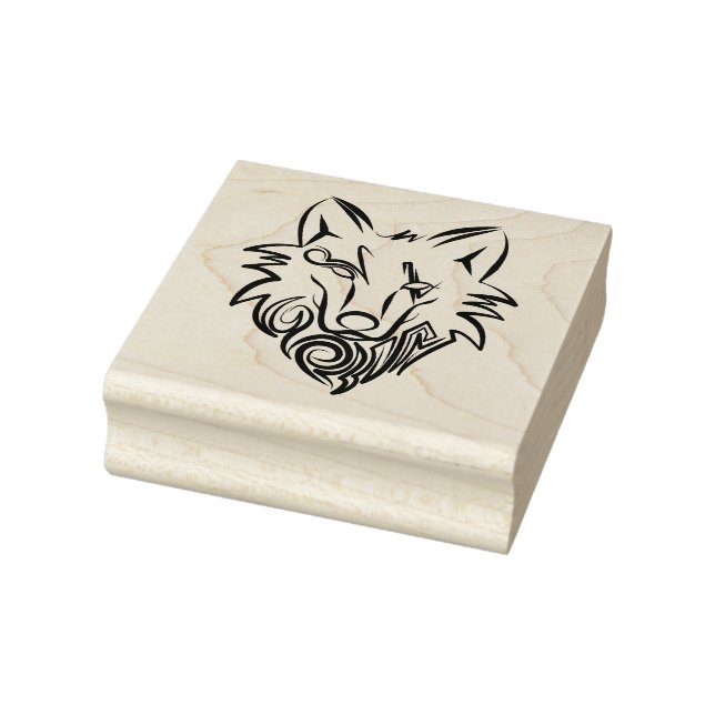 Schwarz-Weiß-Stammes-Wolf Gummistempel (Stempel)