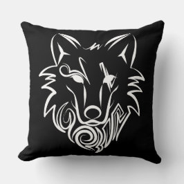 Schwarz-Weiß-Stammes-Wolf Kissen