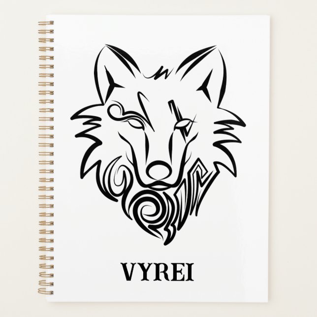 Schwarz-Weiß-Stammes-Wolf Planer (Vorderseite)