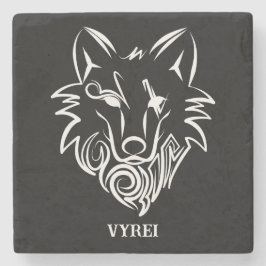 Schwarz-Weiß-Stammes-Wolf Steinuntersetzer