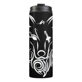 Schwarz-Weiß-Stammes-Wolf Thermosbecher