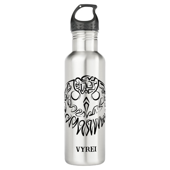 Schwarz-Weiß-Stammesauge Edelstahlflasche (Vorderseite)