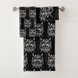 Schwarz-Weiß-Stammesdrache Badhandtuch Set