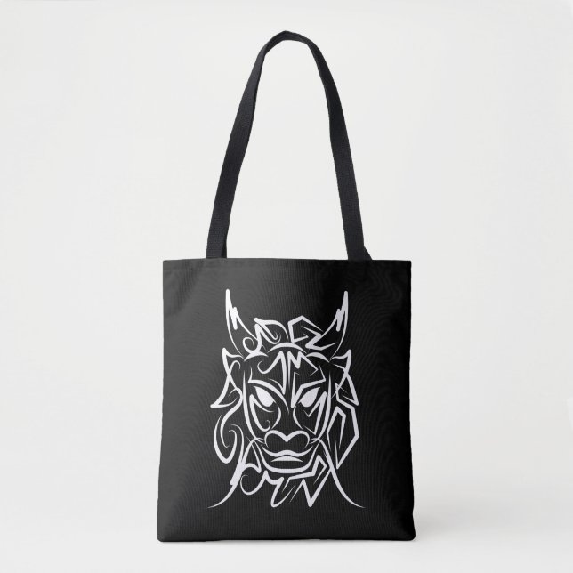 Schwarz-Weiß-Stammesdrache Tasche (Vorderseite)