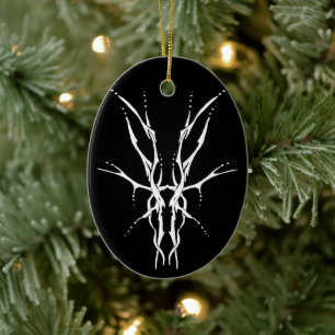 Schwarz-Weiß-Stammhirschschädel-Jagd-Design Keramik Ornament