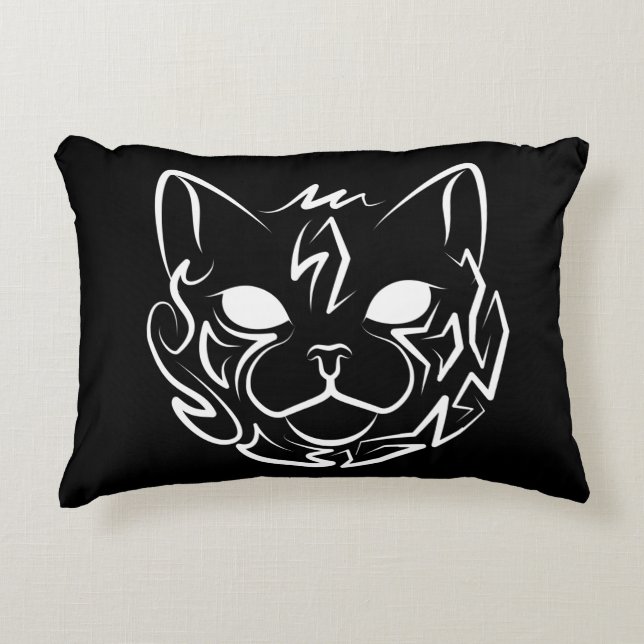 Schwarz-Weiß-Stammkatze Dekokissen (Vorderseite)