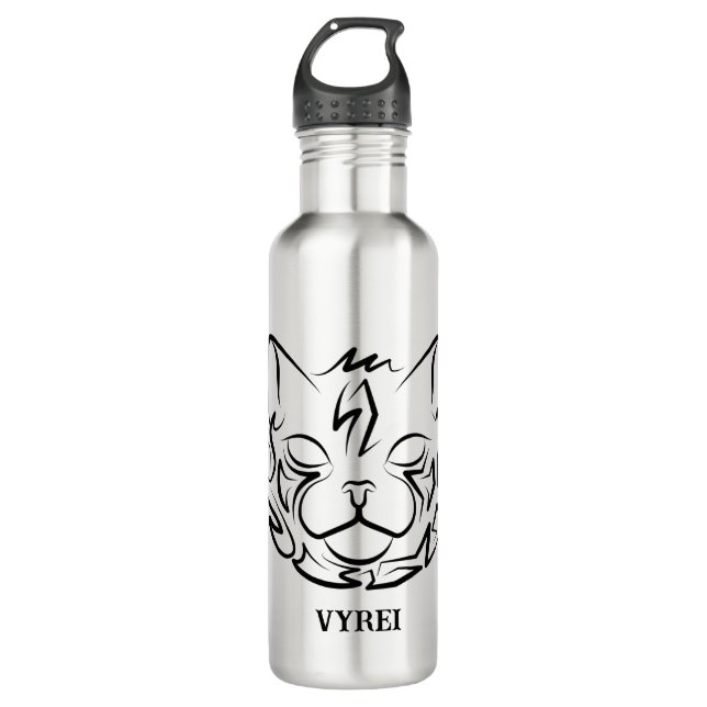 Schwarz-Weiß-Stammkatze Edelstahlflasche (Vorderseite)
