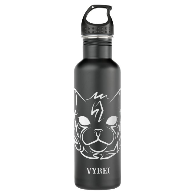 Schwarz-Weiß-Stammkatze Edelstahlflasche (Vorderseite)