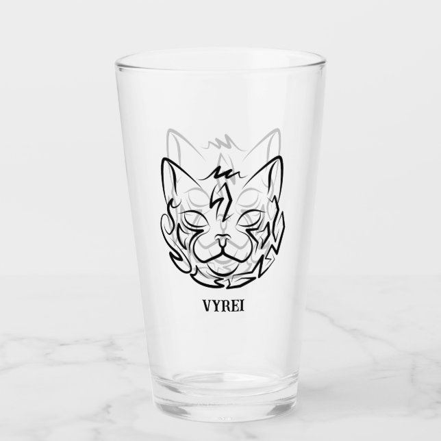 Schwarz-Weiß-Stammkatze Glas (Vorderseite)