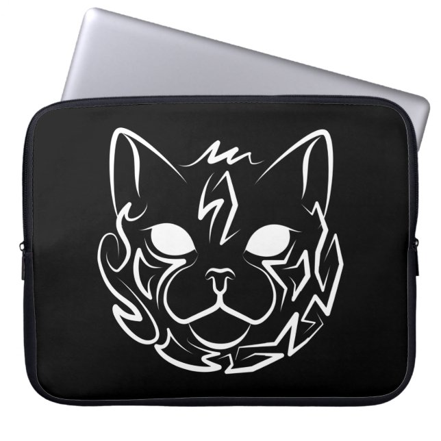 Schwarz-Weiß-Stammkatze Laptopschutzhülle (Vorderseite)