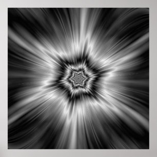 Schwarz-Weiß-Star-Burst Poster