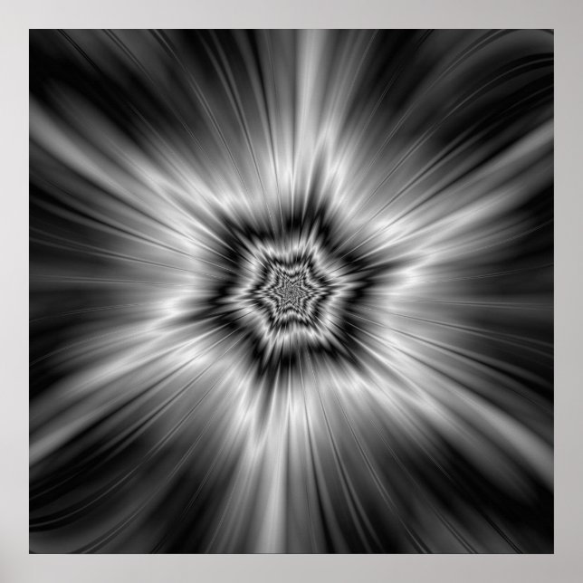 Schwarz-Weiß-Star-Burst Poster (Vorne)