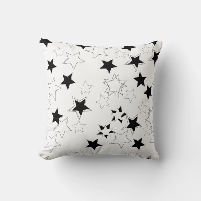 Schwarz-Weiß-Star-Drehkissen Kissen (Vorderseite)