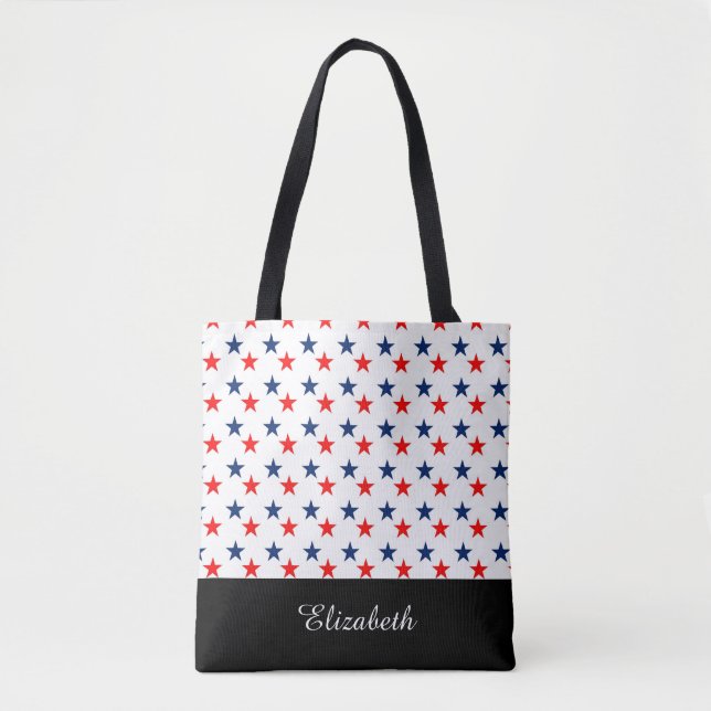 Schwarz-Weiß-Stars mit Monogramm Tasche (Vorderseite)