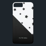 Schwarz-Weiß-Stars Patten Personalisiert iPhone 8 Plus/7 Plus Hülle<br><div class="desc">Modernes iPhone Gehäuse mit schwarzen Sternen Muster. Diese individuell gestaltbare Hülle wird als Geschenk perfekt sein.</div>