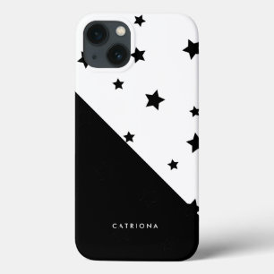 Schwarz-Weiß-Stars Patten Personalisiert iPhone 13 Hülle