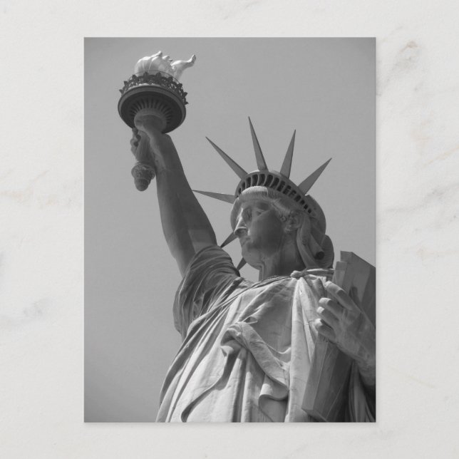 Schwarz-Weiß-Statue der Freiheit New York City Postkarte (Vorderseite)