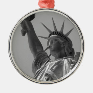 Schwarz-Weiß-Statue der Freiheit New York City Silbernes Ornament