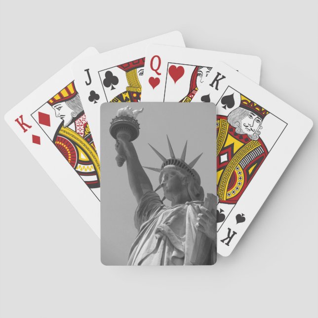 Schwarz-Weiß-Statue der Freiheit New York City Spielkarten (Rückseite)