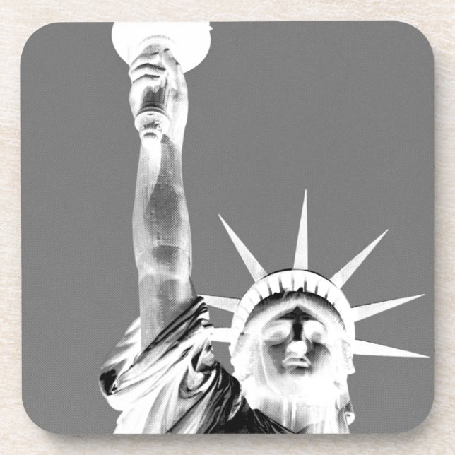 Schwarz-Weiß-Statuen der Freiheit New York City Getränkeuntersetzer (Vorderseite)