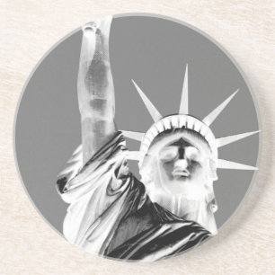 Schwarz-Weiß-Statuen der Freiheit New York City Untersetzer