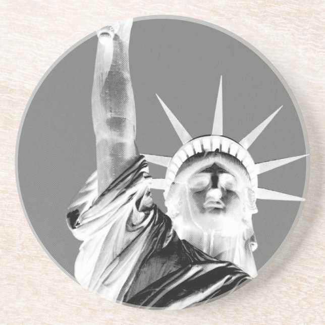Schwarz-Weiß-Statuen der Freiheit New York City Untersetzer (Vorne)