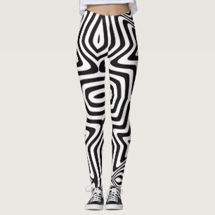 Schwarz-Weiß-Stern-Illusion Leggings
