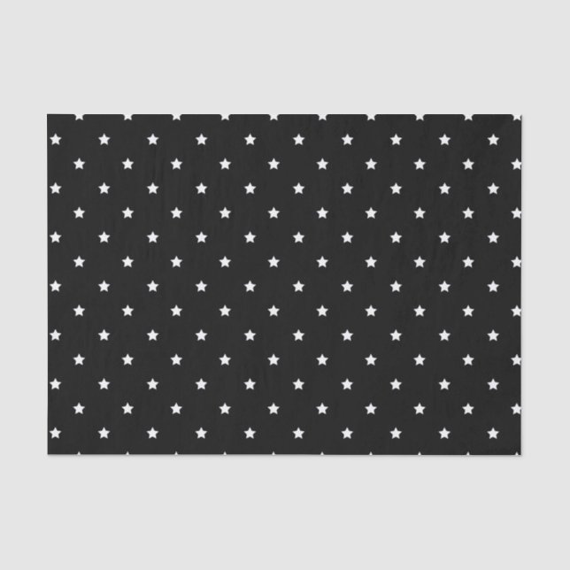 Schwarz-Weiß-Sterne-Muster Seidenpapier (Vorderseite)