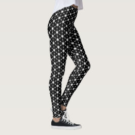 Schwarz-Weiß-Sternmuster Leggings