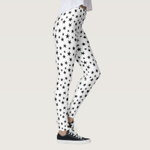 Schwarz-Weiß-Sternmuster Leggings