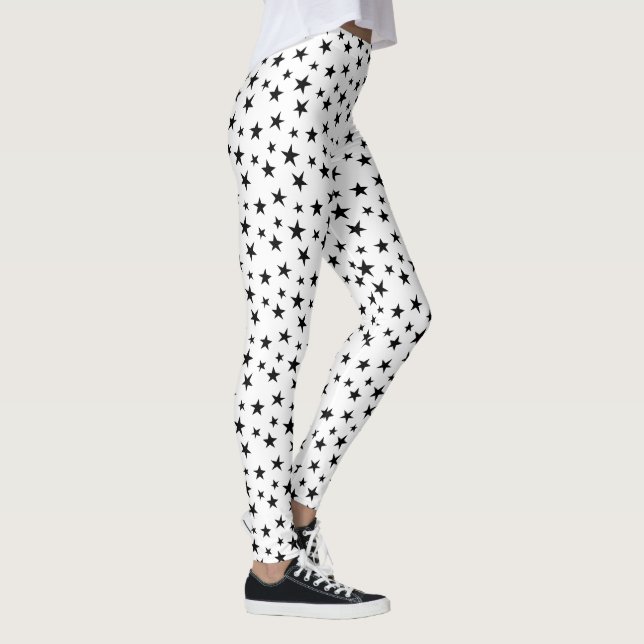 Schwarz-Weiß-Sternmuster Leggings (Rechts)