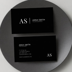 Schwarz-Weiß-Stilftige Monogram-Moderne Visitenkarte