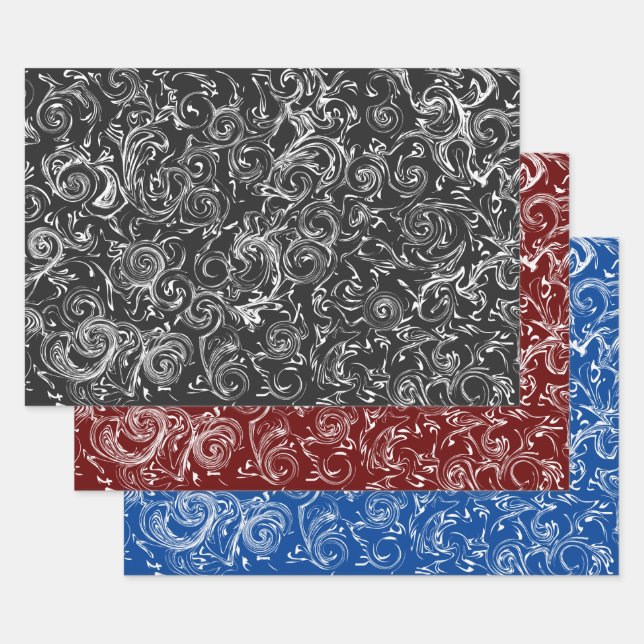 Schwarz-Weiß Stilkleidung Eleganter Weißer Stroke Geschenkpapier Set (Set)