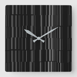Schwarz/Weiß Stilloses Muster Quadratische Wanduhr