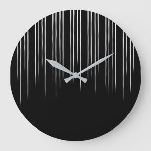 Schwarz/Weiß Stilloses, unregelmäßiges Streifenmus Große Wanduhr