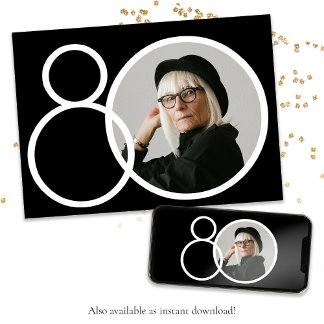 Schwarz-weiß Stilvolles Minimalistisches Foto 80.  Einladung