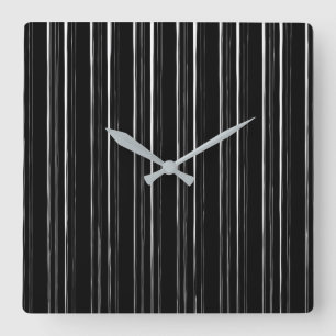Schwarz/Weiß stilvolles unregelmäßiges Streifenmus Quadratische Wanduhr