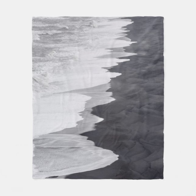 Schwarz-Weiß-Strand landschaftlich Fleecedecke (Vorderseite)