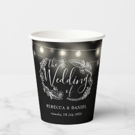 Schwarz-Weiß-Streichellichtblumen Pappbecher