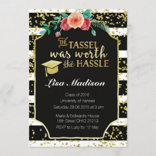 Schwarz-Weiß-Streifen Abschluss Einladung