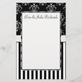 Schwarz/Weiß-Streifen Barock Briefpapier