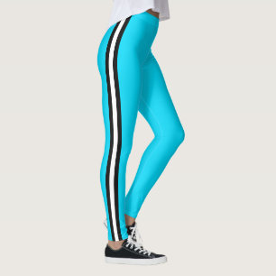 Schwarz-Weiß-Streifen Blau-Leggings Leggings