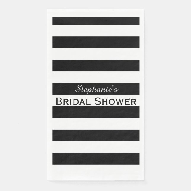 Schwarz-Weiß-Streifen-Brautparty Serviette (Vorderseite)