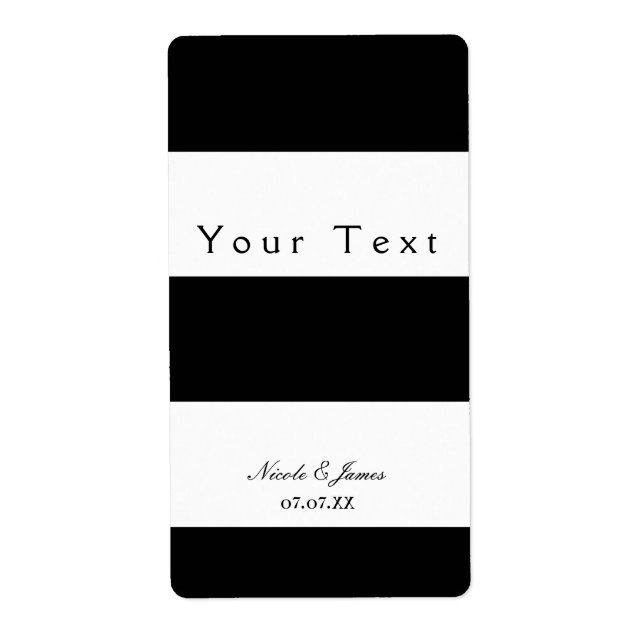 Schwarz-Weiß-Streifen Chic Weinetikett (Vorne)