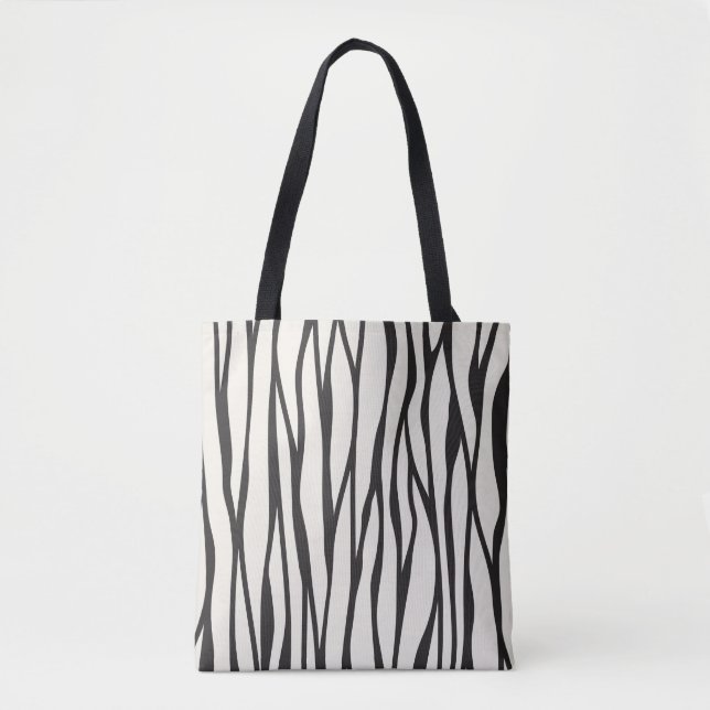 Schwarz-Weiß-Streifen coole Tasche Einkaufstasche (Vorderseite)