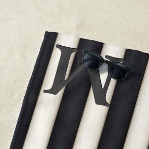 Schwarz-Weiß-Streifen Dramatische 3-D-Mit Monogram Strandtuch