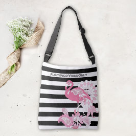Schwarz-Weiß Streifen Flamingo Vibes nur Tragetaschen Mit Langen Trägern